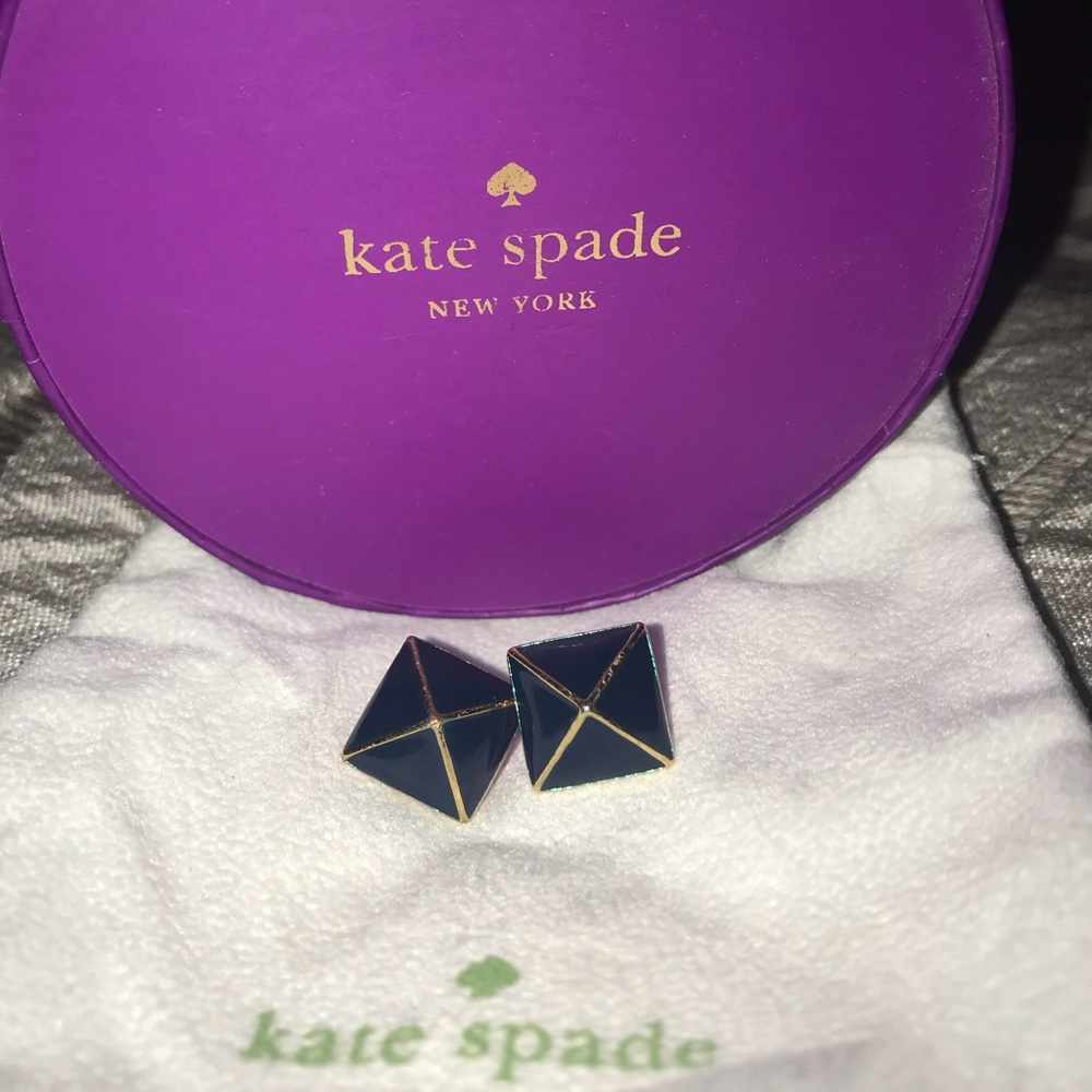 Kate Spade Navy Blue & Gold Stripe Earrings